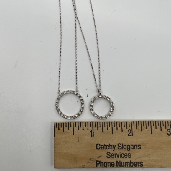 Vintage Layered Sterling Silver Necklace , CZ Double Eternity & Circle of Life - Picture 8 of 12